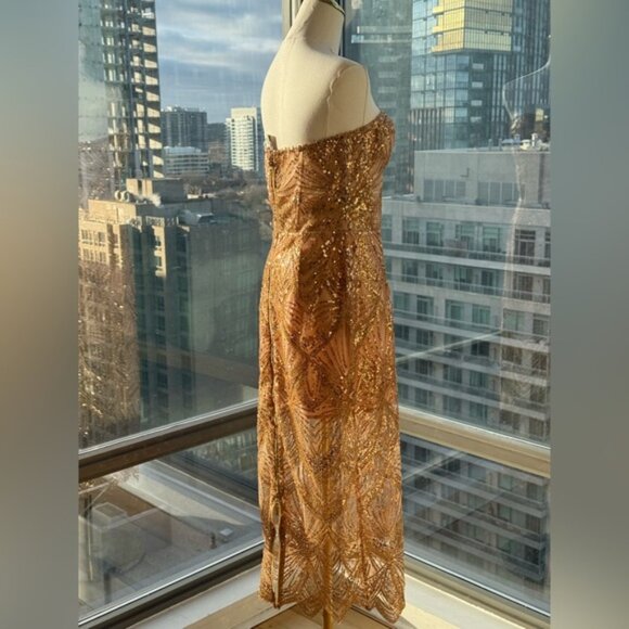 🆕 BRONX & BANCO 🧿 NWOT Giselle Strapless Beaded Sequin Midi Dress, Size M US 6 - Picture 7 of 16